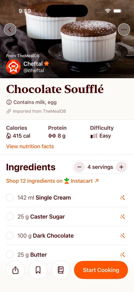 Cheftal app screenshot